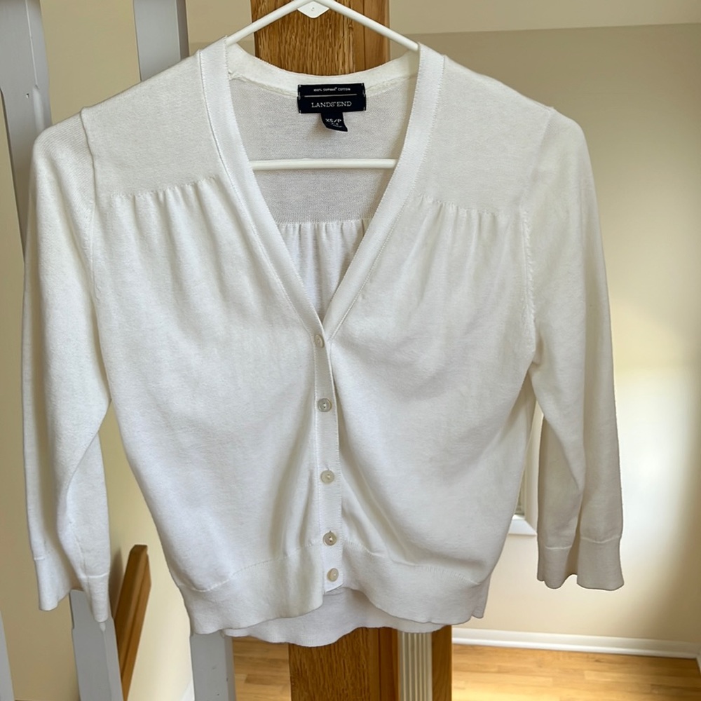 Cropped 3/4 sleeve cardigan sweater by J Crew